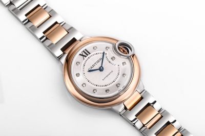 SJ Factory Cartier ballon bleu chronograph 33MM in Diameter Automatic Movement Rose Gold Bezel Women's Watch